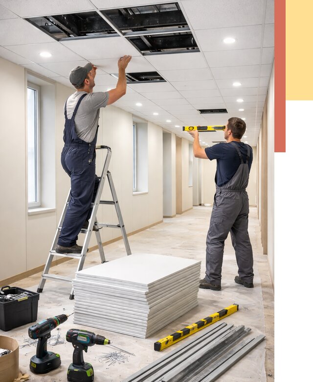 Ремонт потолка Армстронг в Лениногорске от 4644 руб. — быстро и недорого | ОТДЕЛОЧНИК-Лнр