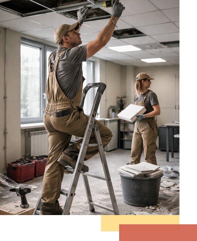 Ремонт потолка Армстронг и замена плит в Лениногорске