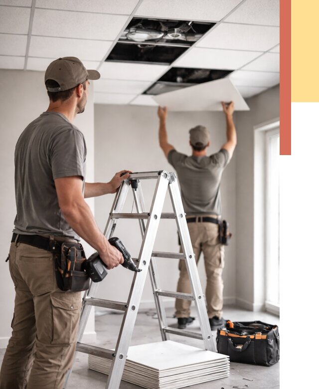 Обслуживание подвесного потолка в Лениногорске от 3612 руб. — быстро и недорого | ОТДЕЛОЧНИК-Лнр