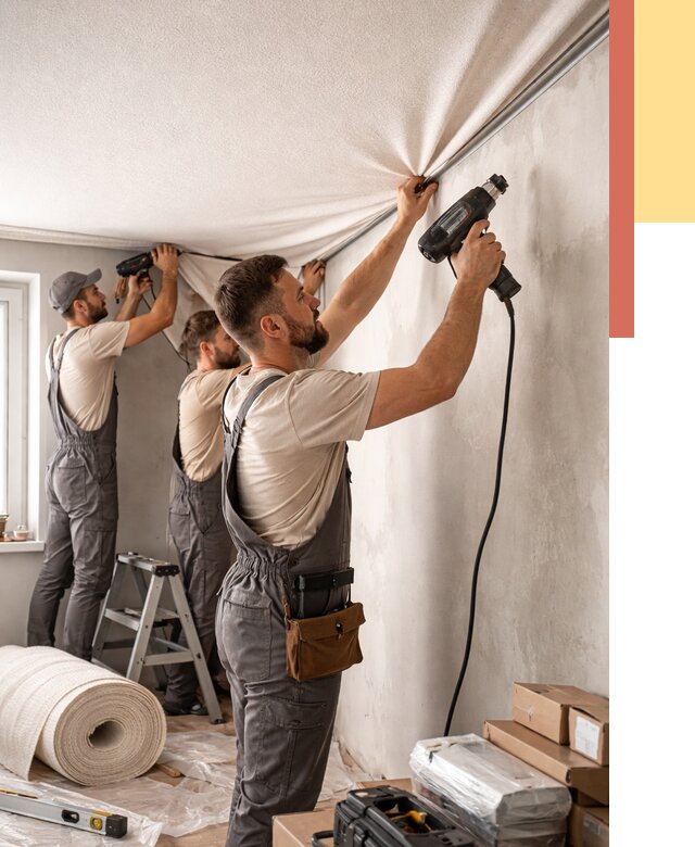 Монтаж фактурного натяжного потолка в Лениногорске от 774 руб. — ОТДЕЛОЧНИК-Лнр