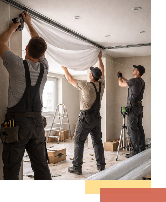 Монтаж парящего натяжного потолка под ключ в Лениногорске