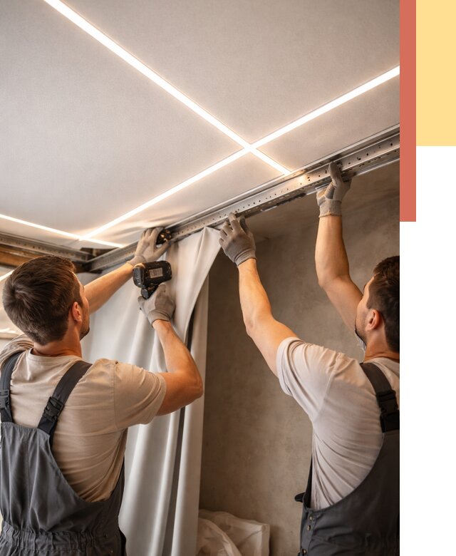 Монтаж натяжного потолка со световыми линиями в Лениногорске от 1238 руб. | ОТДЕЛОЧНИК-Лнр