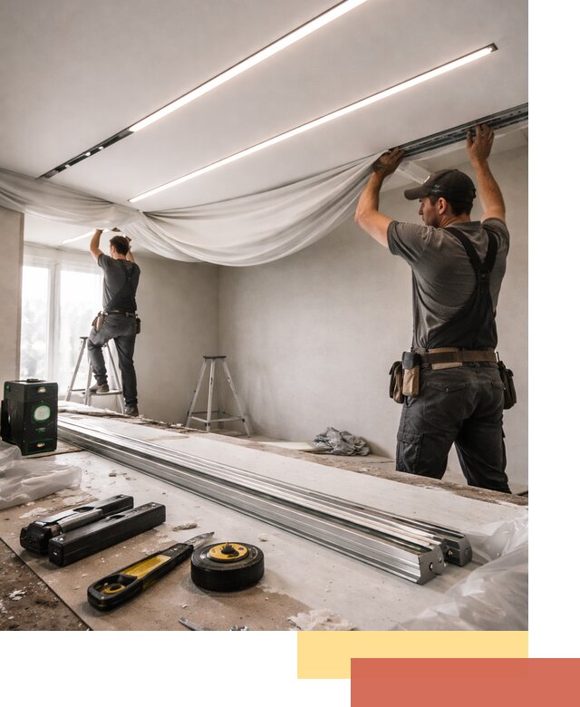 Монтаж натяжных потолков со световыми линиями в Лениногорске