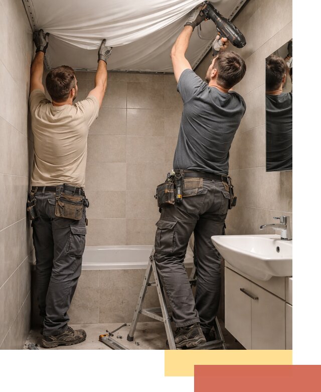 Монтаж натяжного потолка в ванной в Лениногорске быстро и качественно