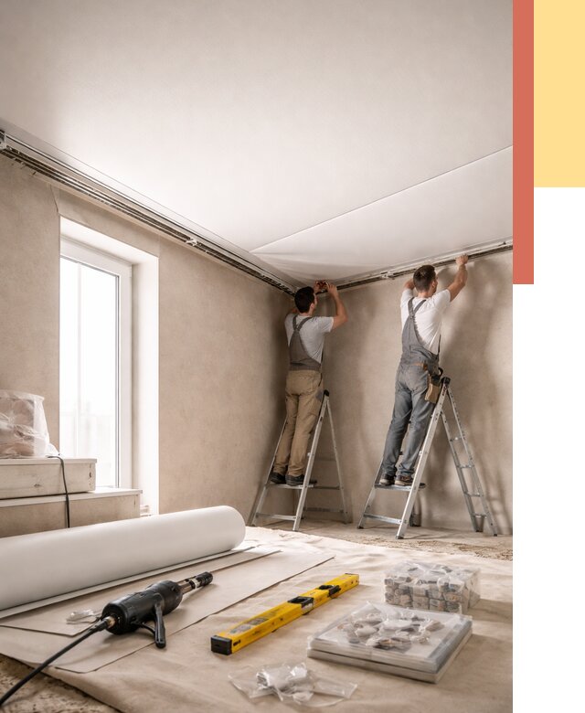 Монтаж натяжного потолка в спальне в Лениногорске от 3922 руб. под ключ | ОТДЕЛОЧНИК-Лнр