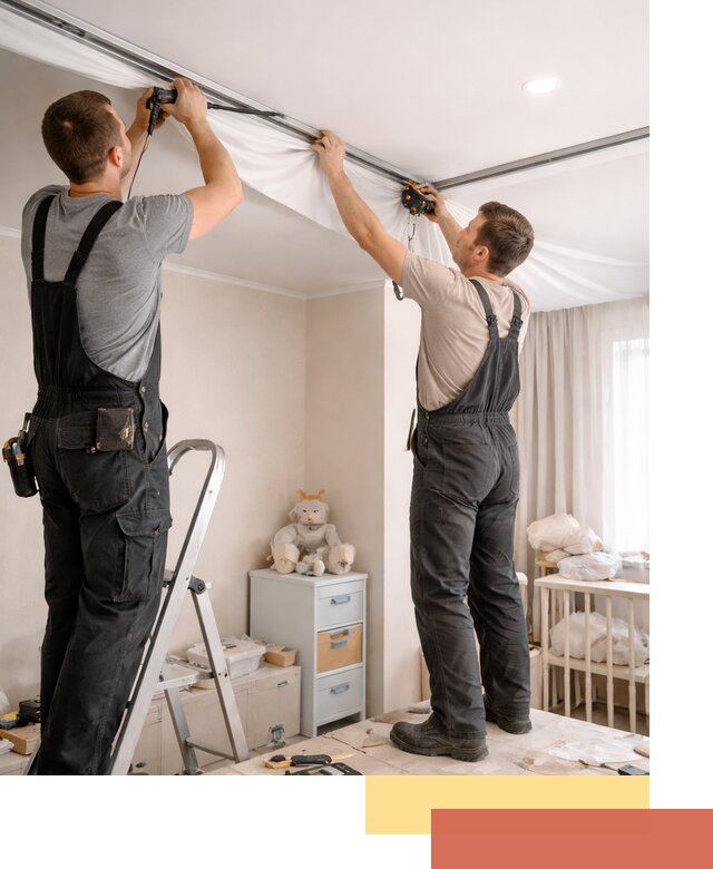 Монтаж натяжного потолка в детской комнате в Лениногорске