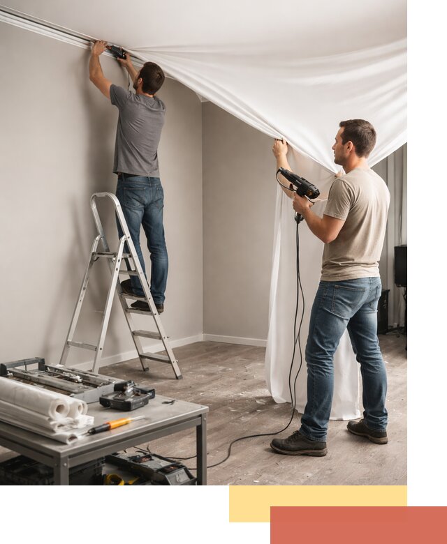 Монтаж натяжного потолка в студии в Лениногорске