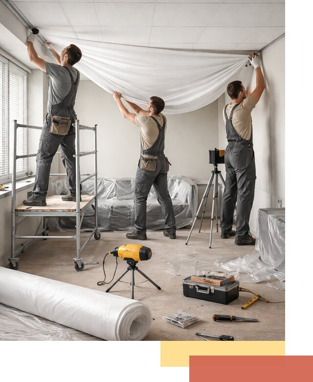 Монтаж натяжного потолка в офисе в Лениногорске