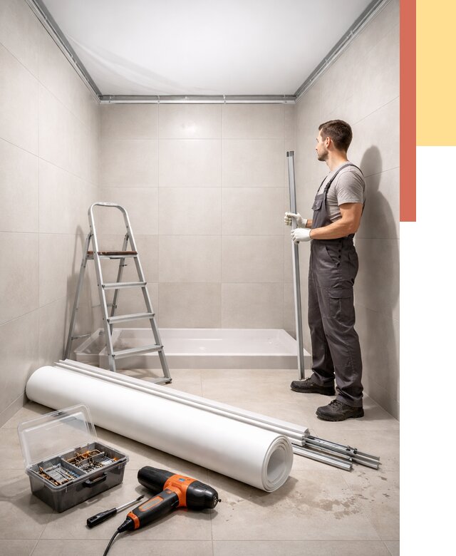 Монтаж натяжного потолка в санузле в Лениногорске от 1909 руб. — ОТДЕЛОЧНИК-Лнр