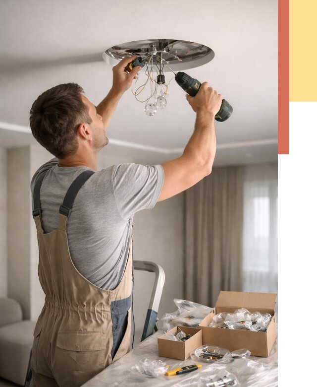 Установка люстры в натяжной потолок в Лениногорске от 1238 руб. | Быстро и недорого — ОТДЕЛОЧНИК-Лнр