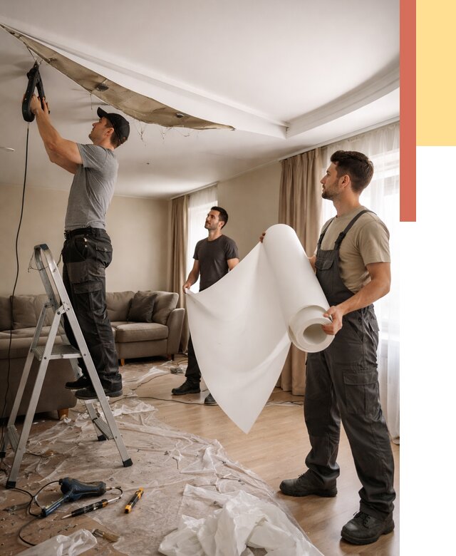 Замена полотна натяжного потолка в Лениногорске от 9804 руб. быстро и недорого | ОТДЕЛОЧНИК-Лнр