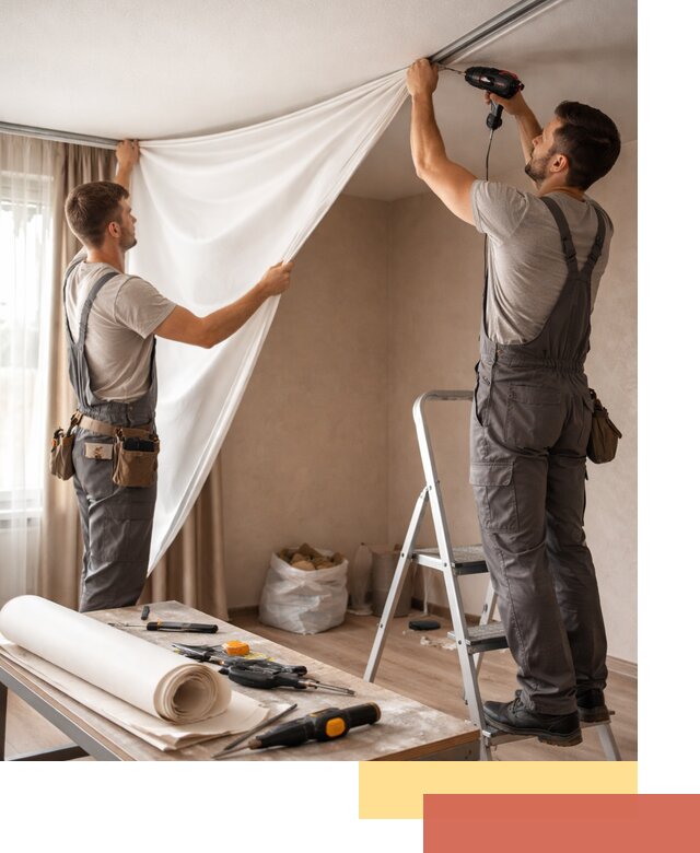 Замена полотна натяжного потолка в Лениногорске быстро и качественно