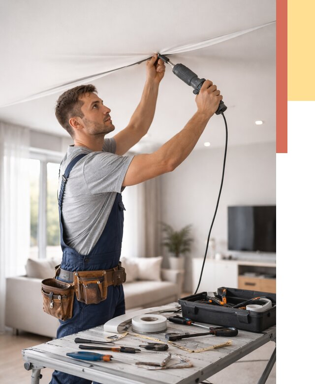 Ремонт натяжных потолков в Лениногорске от 9804 руб. под ключ — ОТДЕЛОЧНИК-Лнр