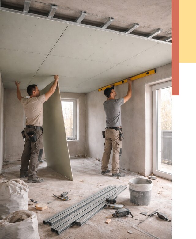 Одноуровневый потолок из гипсокартона в Лениногорске от 774 руб. — монтаж под ключ | ОТДЕЛОЧНИК-Лнр