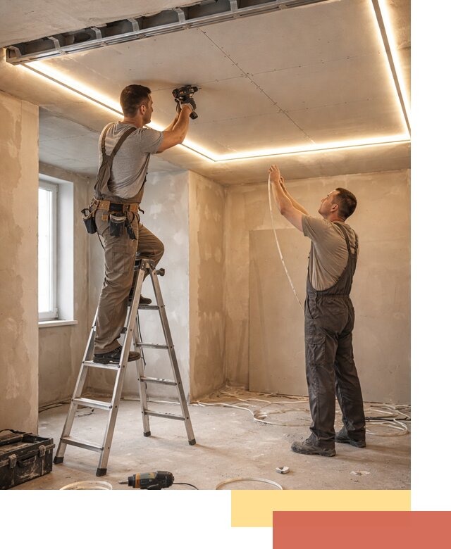 Потолок из гипсокартона с подсветкой в Лениногорске