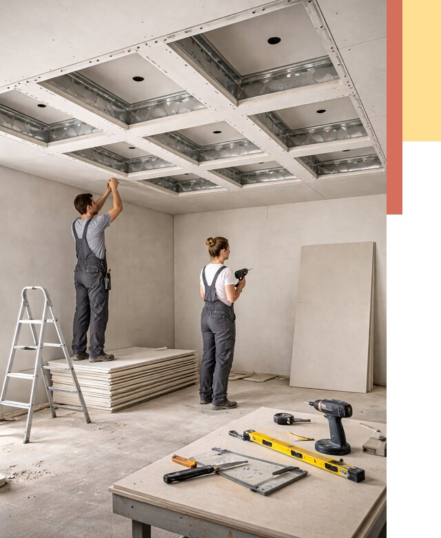 Кессонный потолок из гипсокартона в Лениногорске от 1909 руб. — монтаж и под ключ | ОТДЕЛОЧНИК-Лнр