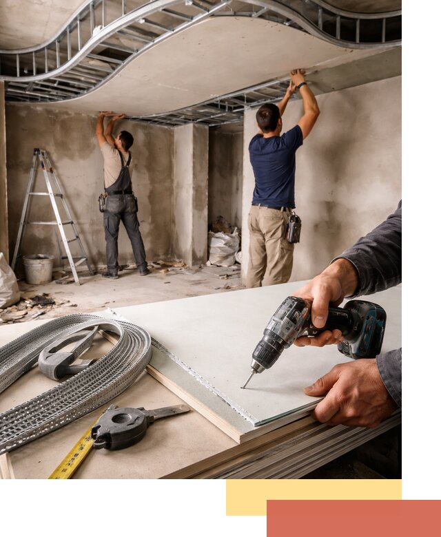 Криволинейный потолок из гипсокартона в Лениногорске — монтаж и отделка